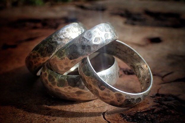 Unique Hammered Textured Rustic Rugged Silver Ring / Band US Sizes