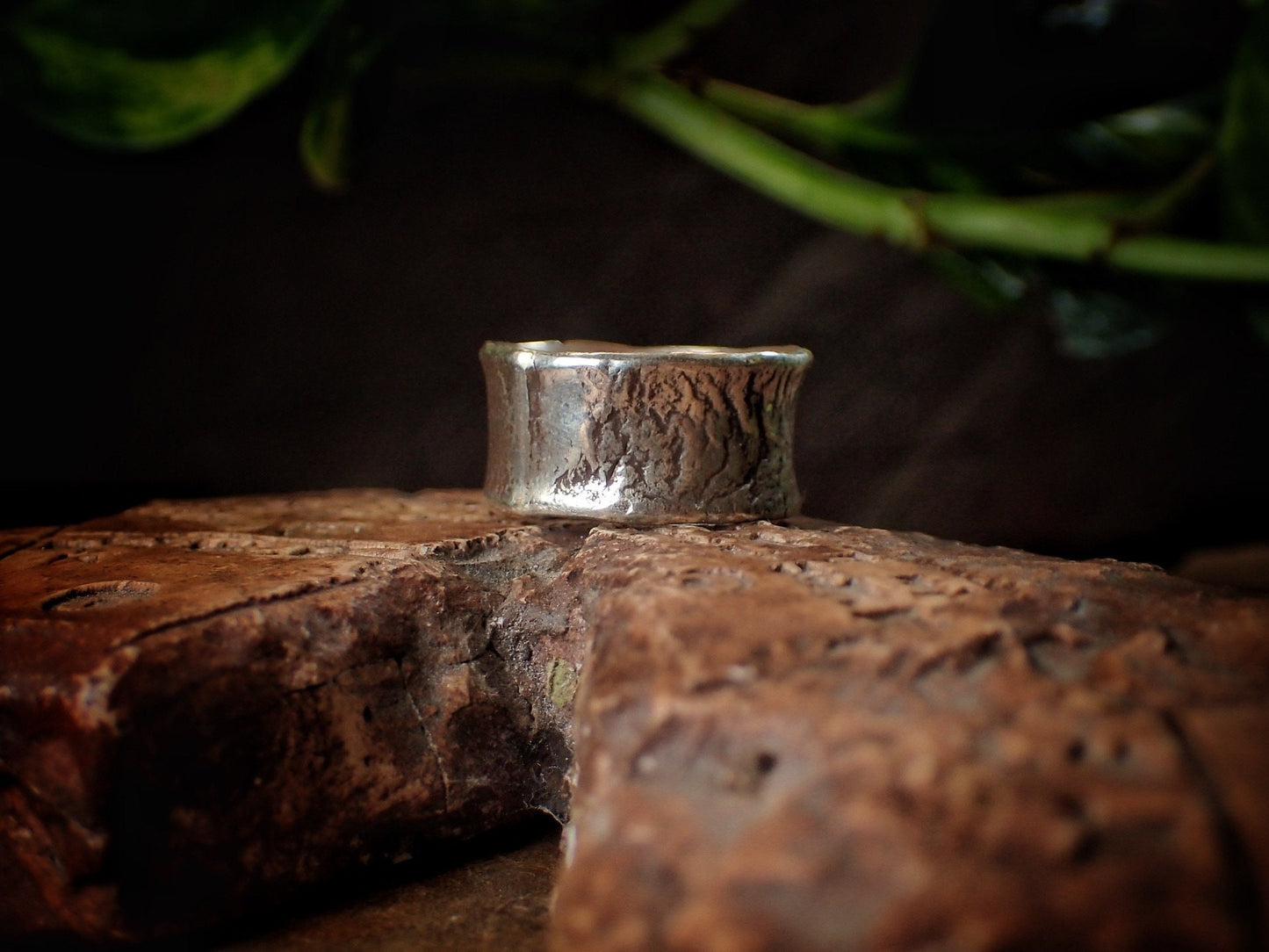 Reticulated Texture on Chunky Rustic Silver Ring / Band US Size 9