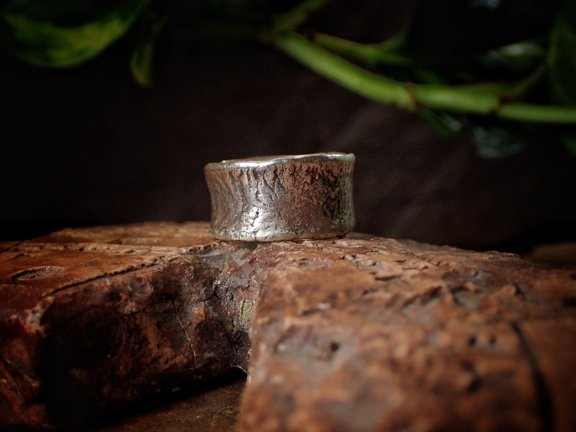 Reticulated Texture on Chunky Rustic Silver Ring / Band US Size 9