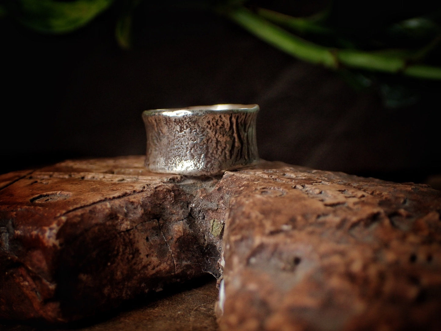 Reticulated Texture on Chunky Rustic Silver Ring / Band US Size 9