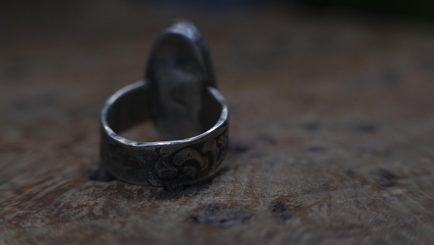 Australian Boulder Opal Sterling Silver Pirate Style Ring