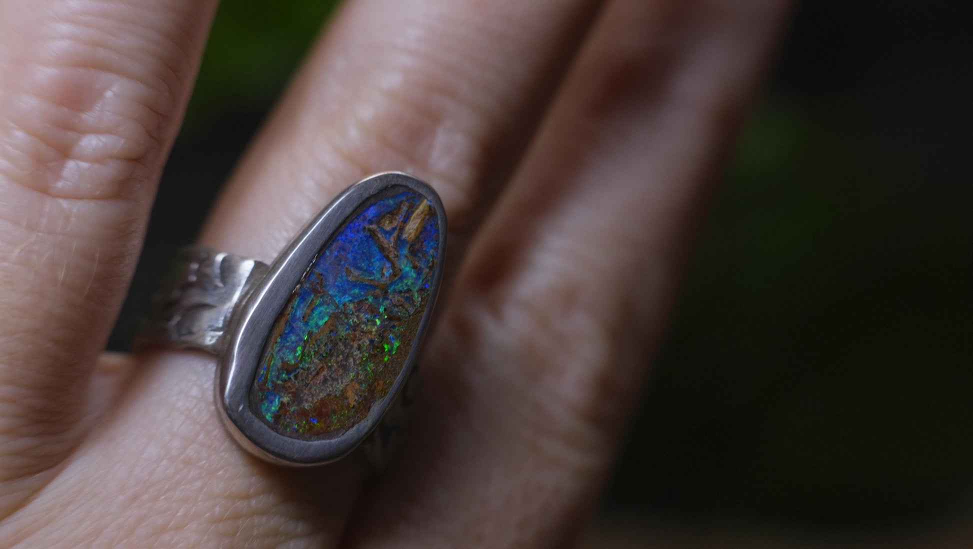 Australian Boulder Opal Sterling Silver Pirate Style Ring